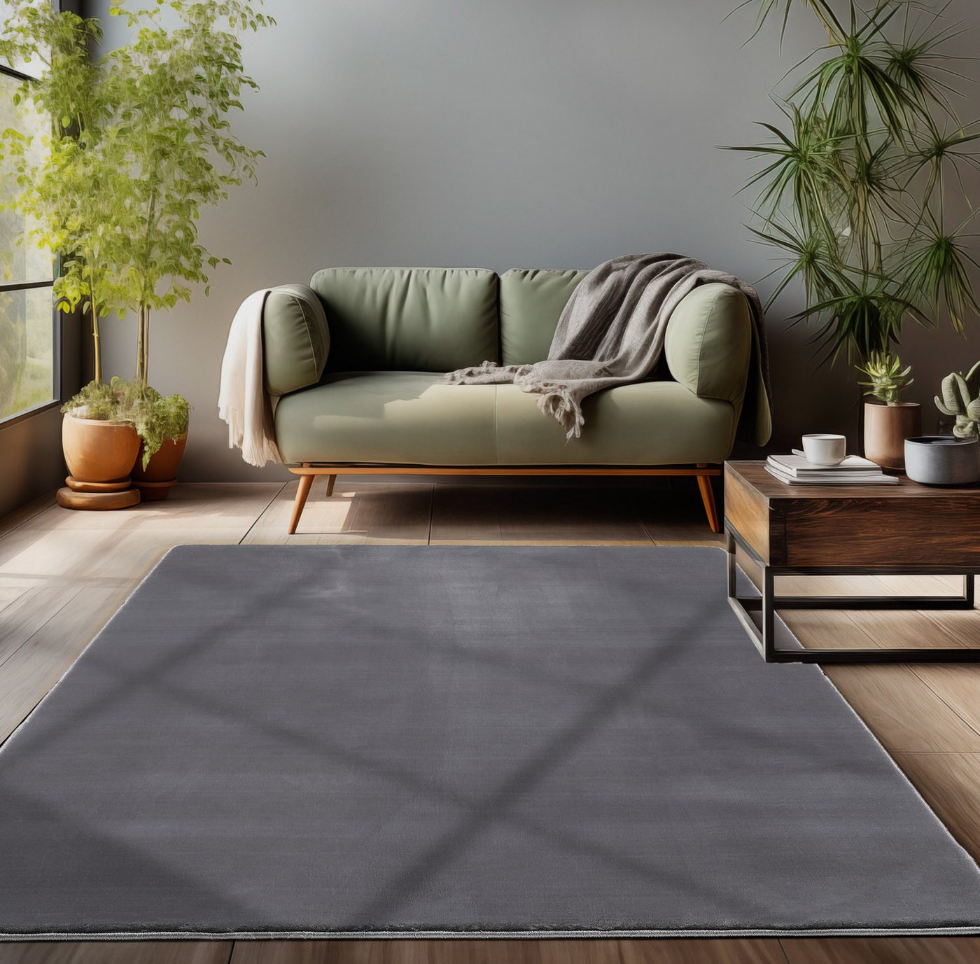 Hochflor-Teppich Unicolor - Einfarbig, Carpettex, Läufer, Höhe: 13 mm, Flauschiger Teppich Wohnzimmer Einfarbig Soft Felloptik Anti-Rutsch von Carpettex