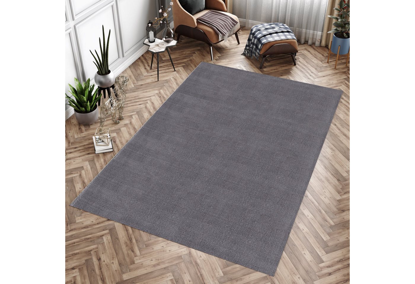 Hochflor-Teppich Unicolor - Einfarbig, Carpettex, Läufer, Höhe: 25 mm, Teppich Wohnzimmer Einfarbig Weich Plüsch Modern Shaggy von Carpettex