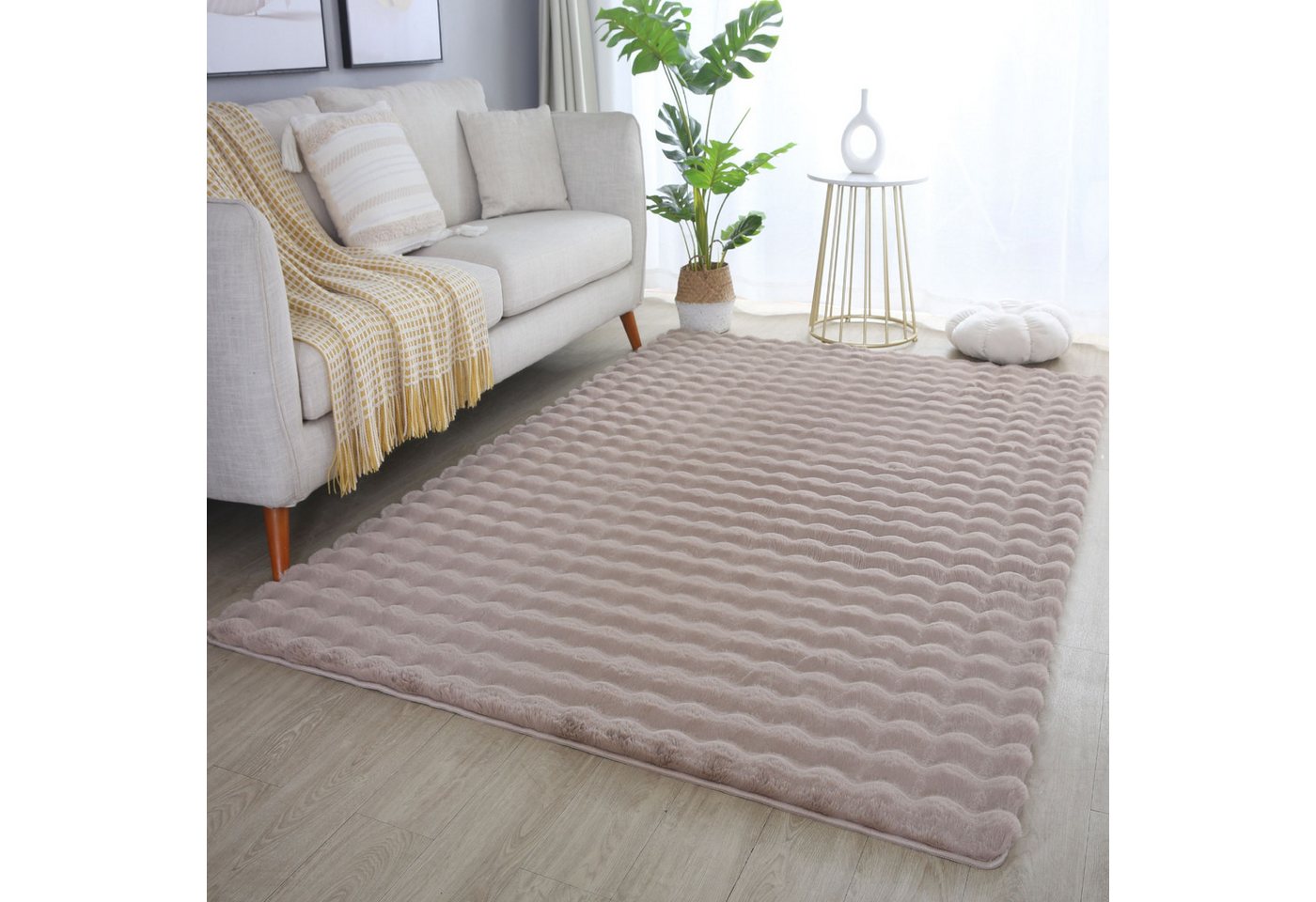 Carpettex Hochflor-Teppich Unicolor - Einfarbig, Läufer, Höhe: 25 mm, Teppich Wohnzimmer Soft Einfarbig 3D Optik flauschig Plüsch Teppich Carpettex Hochflor-Teppich Unicolor - Einfarbig, Läufer, Höhe: 25 mm, Teppich Wohnzimmer Soft Einfarbig 3D Optik flauschig Plüsch Teppich von Carpettex