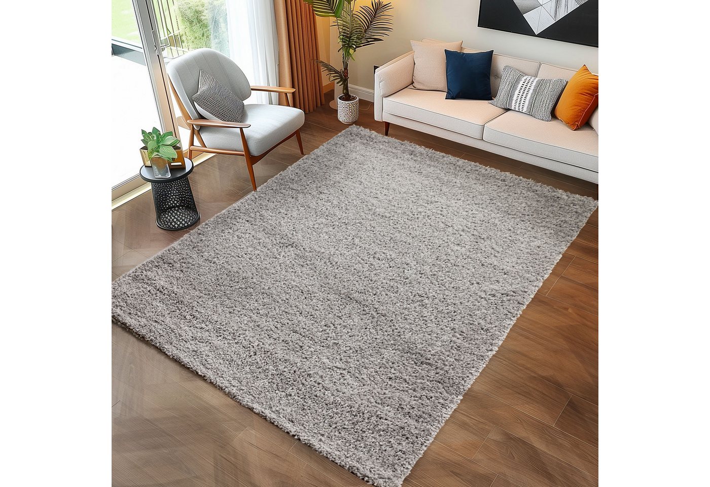 Hochflor-Teppich Unicolor - Einfarbig, Carpettex, Rund, Höhe: 30 mm, Einfarbig Shaggy Teppich Wohnzimmer Langflor versch. farben und größen von Carpettex