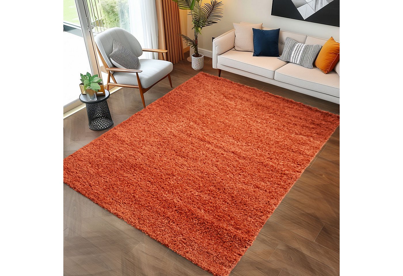 Hochflor-Teppich Unicolor - Einfarbig, Carpettex, Läufer, Höhe: 30 mm, Einfarbig Shaggy Teppich Wohnzimmer Langflor versch. farben und größen von Carpettex