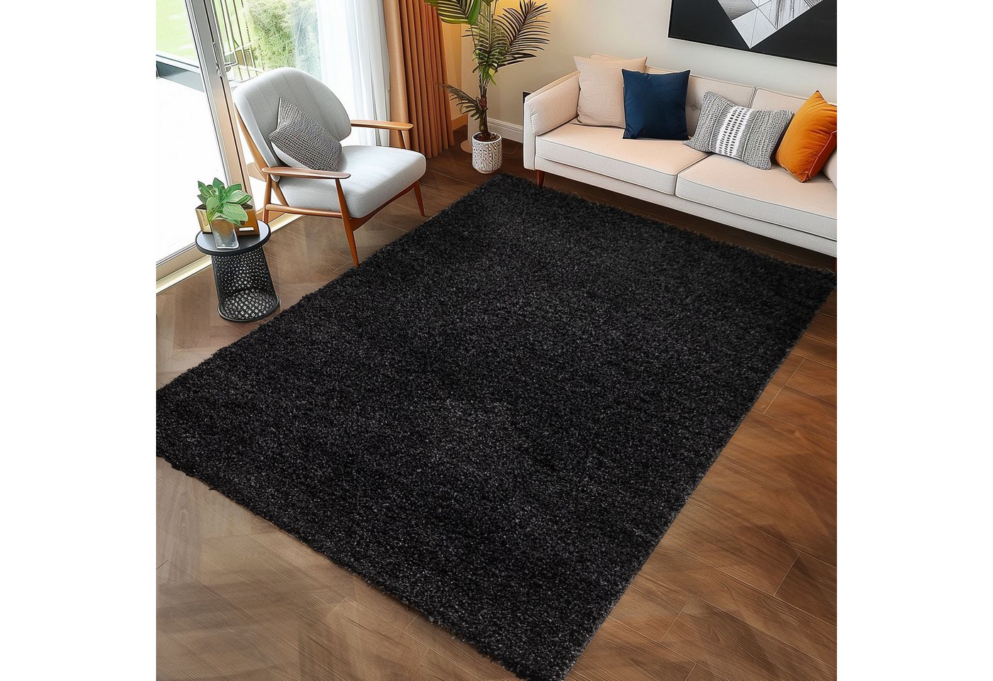 Hochflor-Teppich Unicolor - Einfarbig, Carpettex, Läufer, Höhe: 30 mm, Einfarbig Shaggy Teppich Wohnzimmer Langflor versch. farben und größen von Carpettex