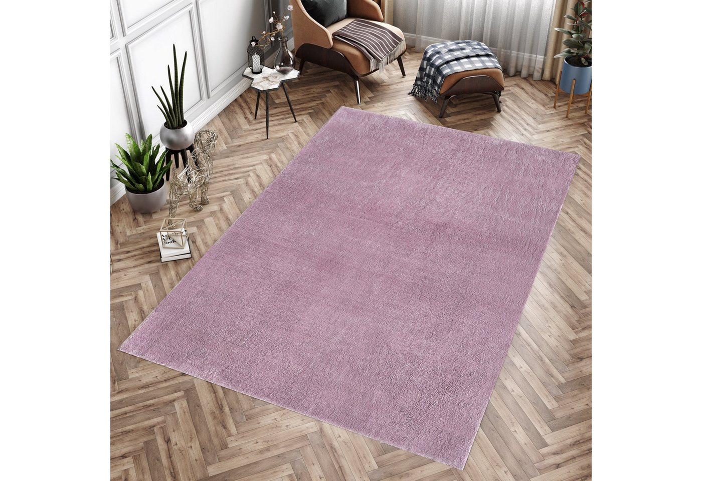 Hochflor-Teppich Unicolor - Einfarbig, Carpettex, Rechteckig, Höhe: 25 mm, Teppich Wohnzimmer Einfarbig Weich Plüsch Modern Shaggy von Carpettex