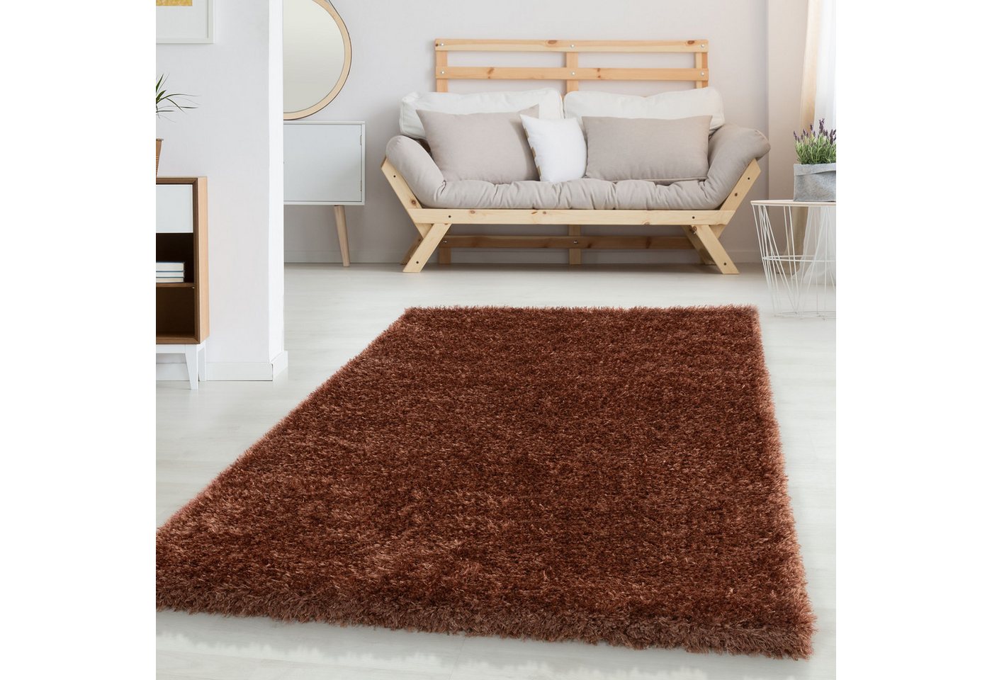 Hochflor-Teppich Unicolor - Einfarbig, Carpettex, Rechteckig, Höhe: 50 mm, Teppich Wohnzimmer Shaggy Einfarbig Flauschig versch. Far. und größ. von Carpettex