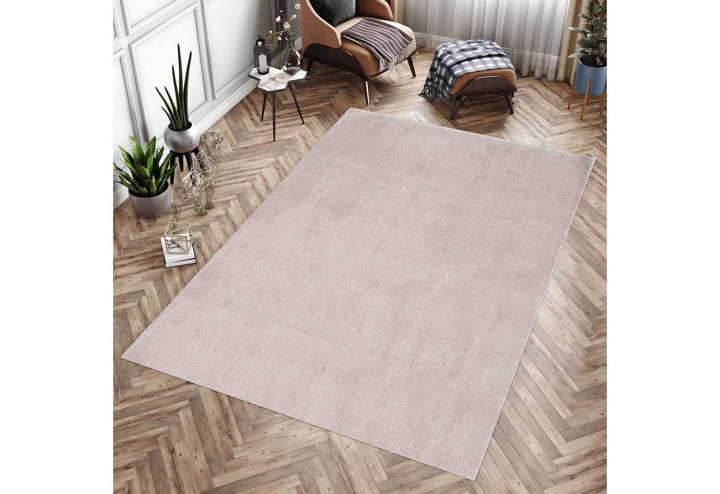 Hochflor-Teppich Unicolor - Einfarbig, Carpettex, Rund, Höhe: 25 mm, Teppich Wohnzimmer Einfarbig Weich Plüsch Modern Shaggy von Carpettex