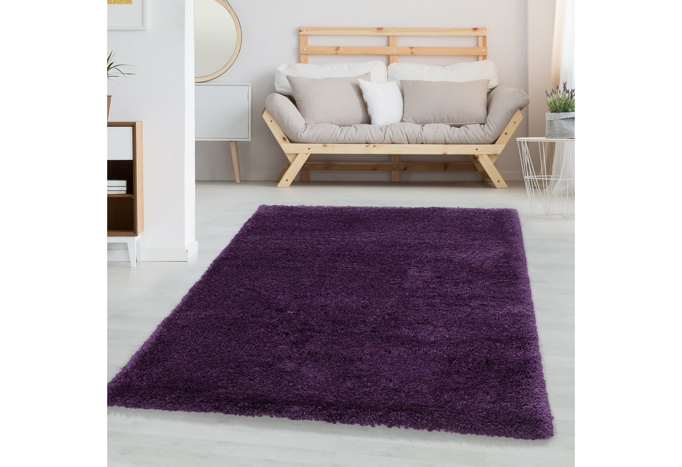 Hochflor-Teppich Unicolor - Einfarbig, Carpettex, Läufer, Höhe: 30 mm, Teppich Wohnzimmer Einfarbig Shaggy verschidene farben und größen von Carpettex