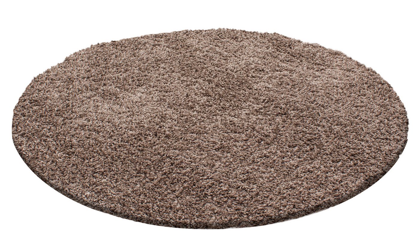 Hochflor-Teppich Unicolor - Einfarbig, Carpettex, Rund, Höhe: 50 mm, Teppich Einfarbig Shaggy 50 mm Florhöhe Langflor Teppich Wohnzimmer von Carpettex