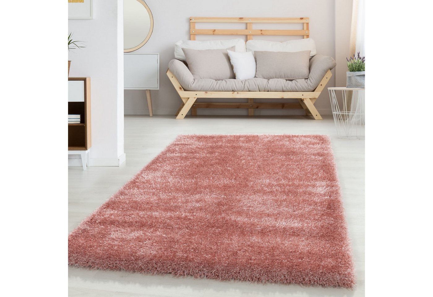 Hochflor-Teppich Unicolor - Einfarbig, Carpettex, Rund, Höhe: 50 mm, Teppich Wohnzimmer Shaggy Einfarbig Flauschig versch. Far. und größ. von Carpettex