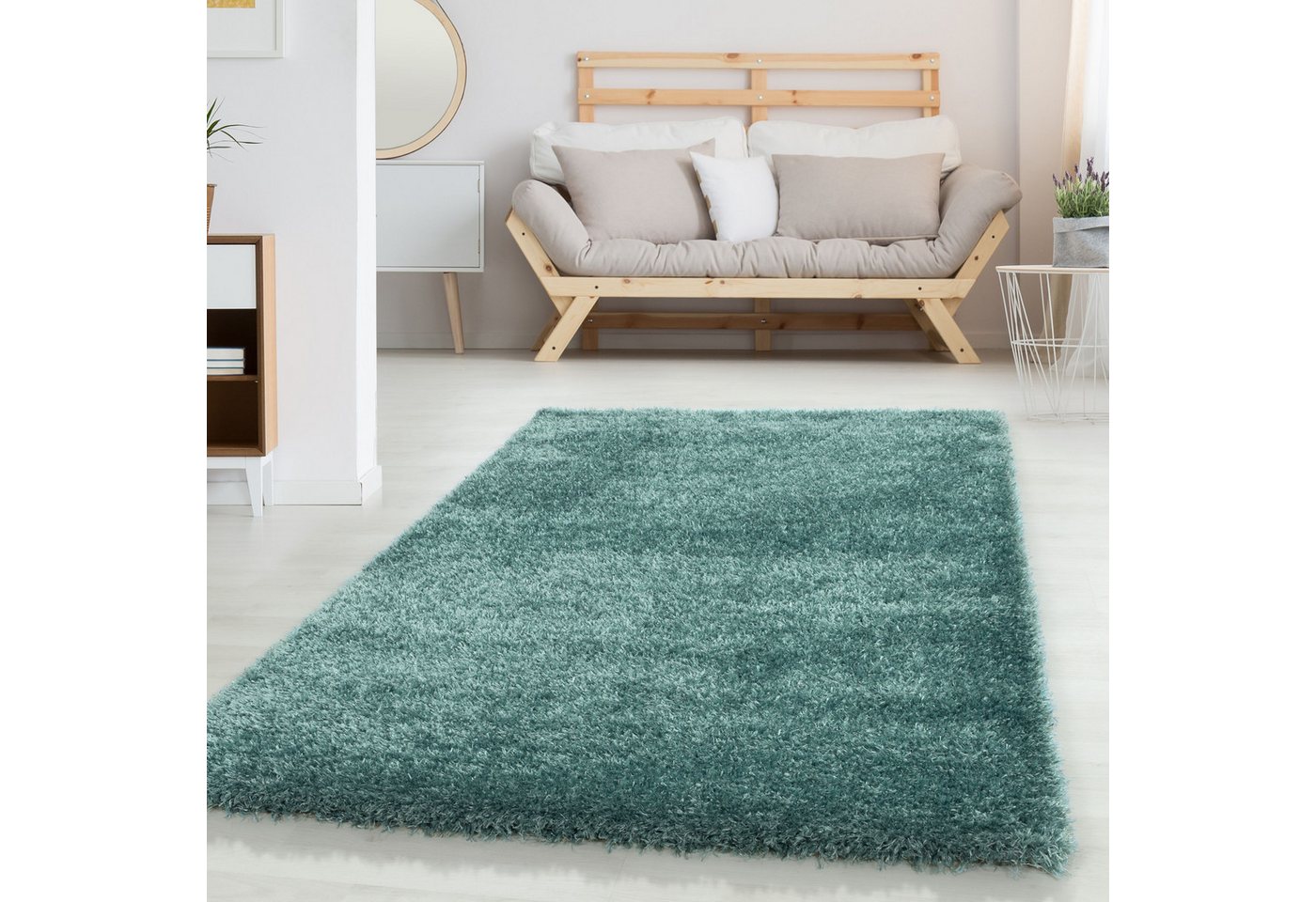 Hochflor-Teppich Unicolor - Einfarbig, Carpettex, Läufer, Höhe: 50 mm, Teppich Wohnzimmer Shaggy Einfarbig Flauschig versch. Far. und größ. von Carpettex