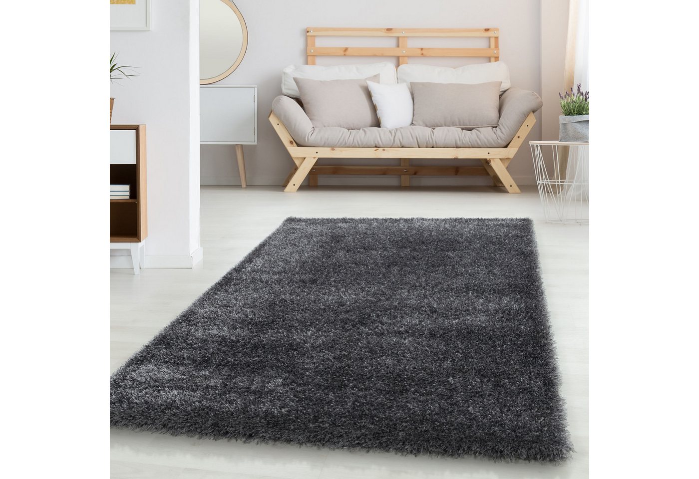 Hochflor-Teppich Unicolor - Einfarbig, Carpettex, Rund, Höhe: 50 mm, Teppich Wohnzimmer Shaggy Einfarbig Flauschig versch. Far. und größ. von Carpettex