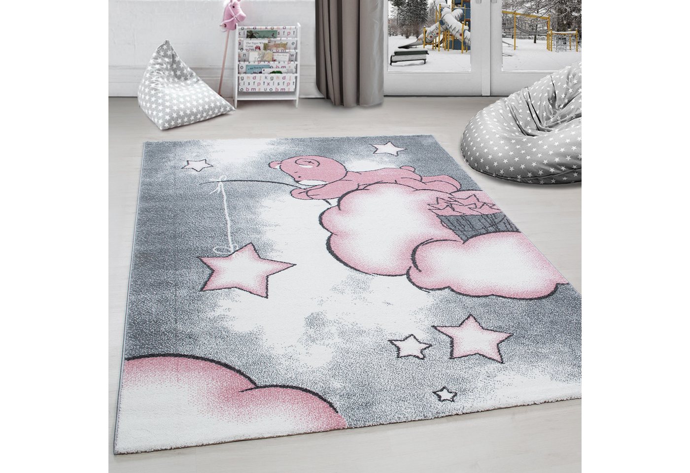 Kinderteppich Bär Design, Carpettex, Läufer, Höhe: 11 mm, Kinderteppich Bär-Design Rosa Baby Teppich Kinderzimmer Pflegeleicht von Carpettex