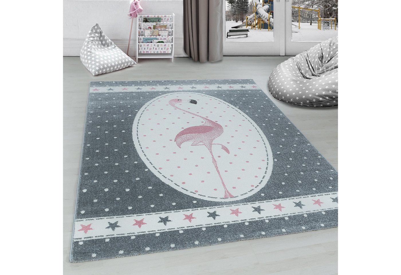 Kinderteppich Flamingo Design, Carpettex, Läufer, Höhe: 11 mm, Kinderteppich Flamingo Design Baby Teppich Kinderzimmer Pflegeleicht von Carpettex