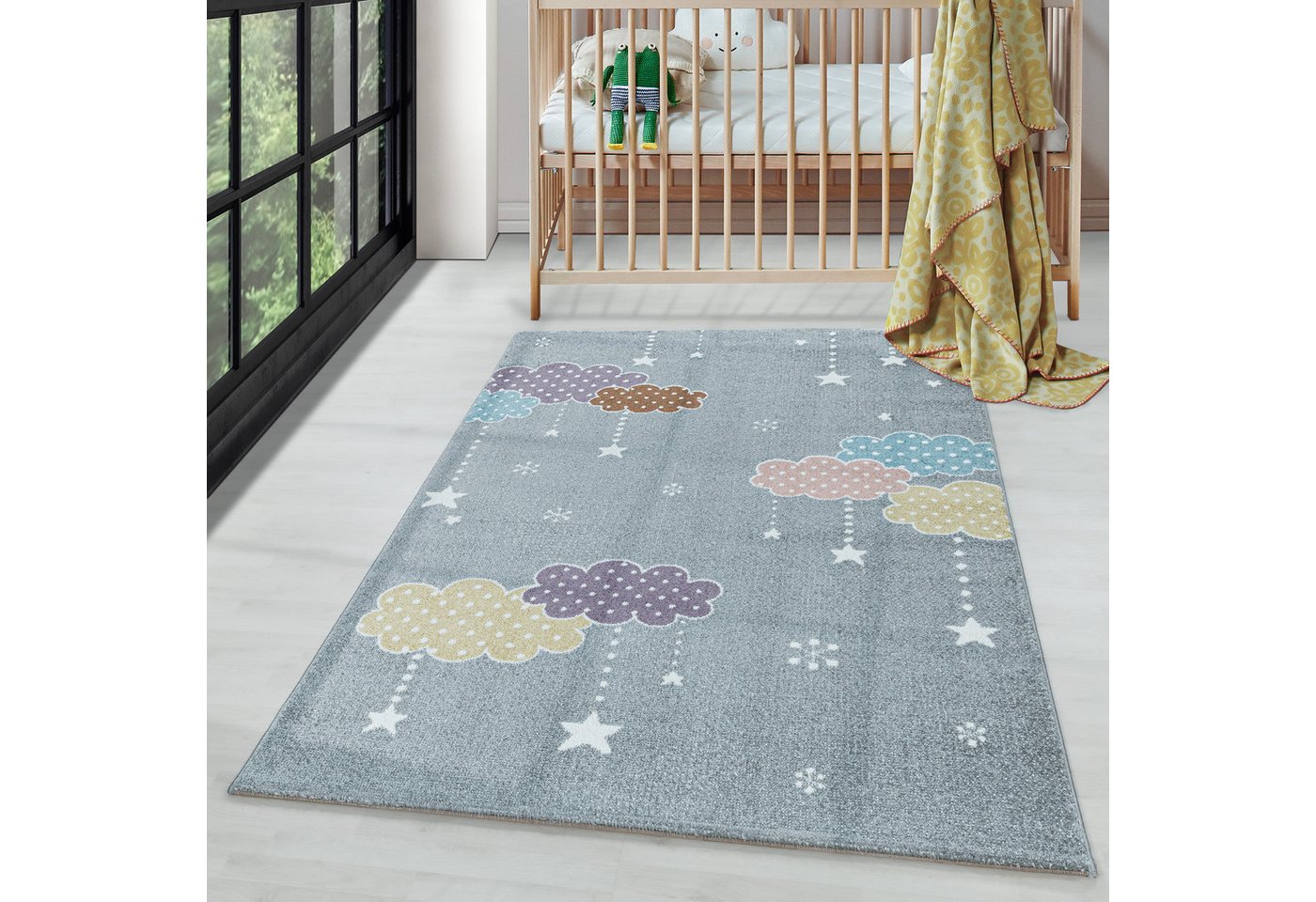 Kinderteppich Mond- und Sterne Design, Carpettex, Läufer, Höhe: 9 mm, Kinderteppich Mond- und Stern Design Pflegeleicht Teppich Kinderzimmer von Carpettex