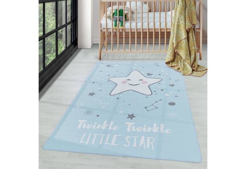 Kinderteppich Sterne-Design, Carpettex, Rechteckig, Höhe: 7 mm, Kinderteppich Sterne-Design Teppich Kinderzimmer Rutschfest Waschbar von Carpettex