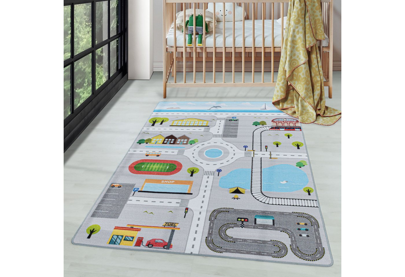 Kinderteppich Straßenteppich, Carpettex, Läufer, Höhe: 7 mm, Kinderteppich Straßenteppich Teppich Kinderzimmer Rutschfest Waschbar von Carpettex