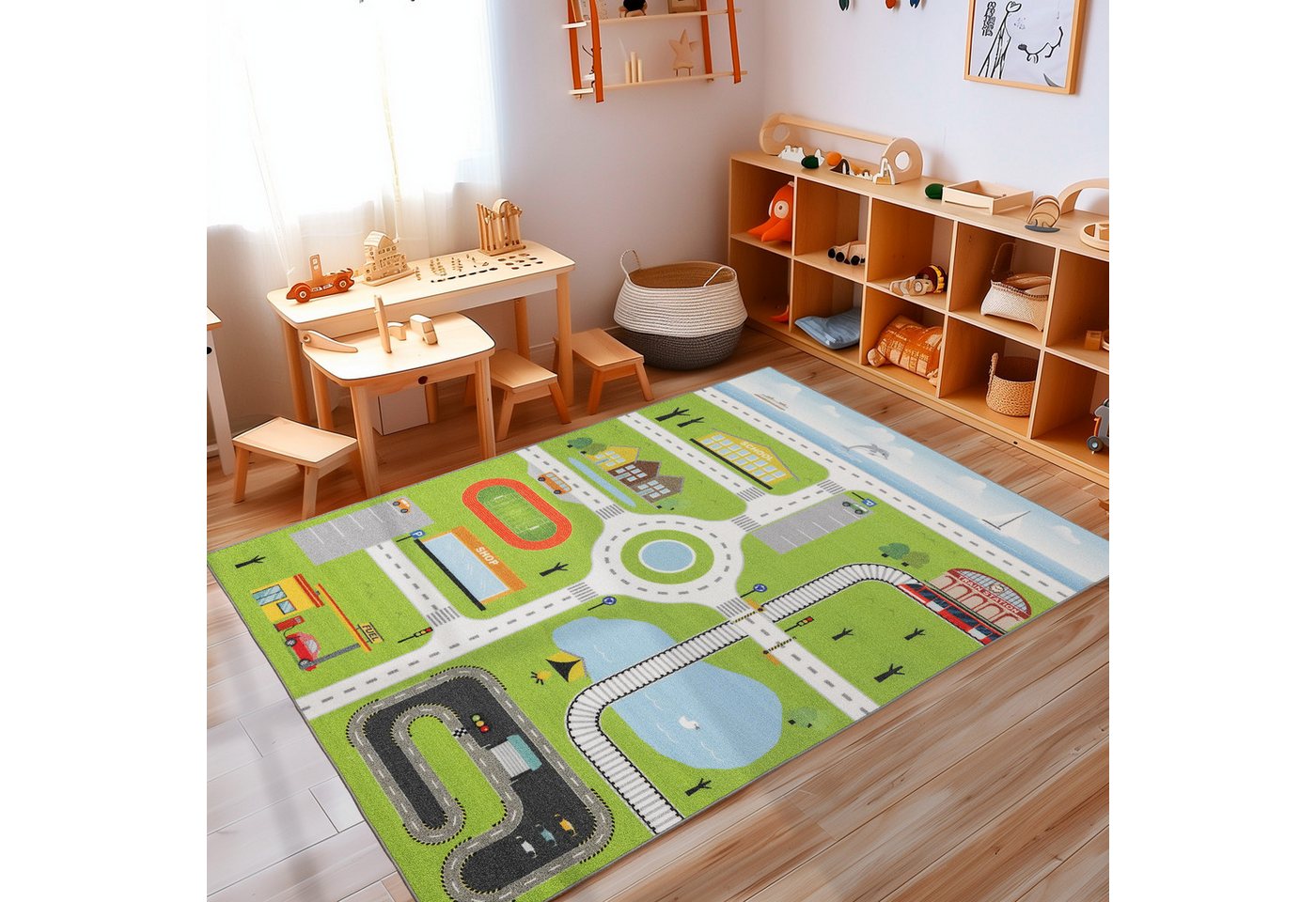 Kinderteppich Straßenteppich, Carpettex, Läufer, Höhe: 7 mm, Kinderteppich Straßenteppich Teppich Kinderzimmer Rutschfest Waschbar von Carpettex