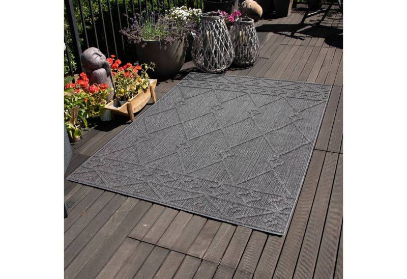 Carpettex Outdoorteppich Berber Design, Läufer, Höhe: 8 mm, In& Outdoor Teppich Grau Berber Design für Küchen Balkon Terrasse von Carpettex