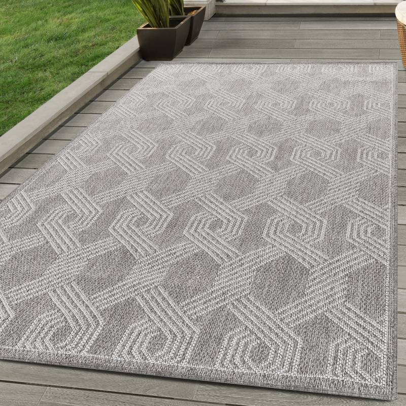 Carpettex Outdoorteppich Geometrisch Design, Läufer, Höhe: 7 mm, Outdoor Teppich Geometsisch Design Wetterfest Terrasse Balkon Küche von Carpettex