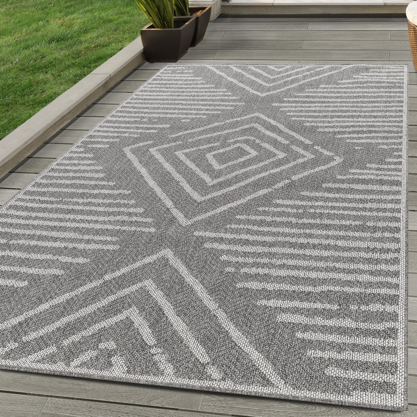 Outdoorteppich Gestreift Design, Carpettex, Läufer, Höhe: 7 mm, Outdoor Teppich Gestreift Design Wetterfest für Terrasse Balkon Küche von Carpettex