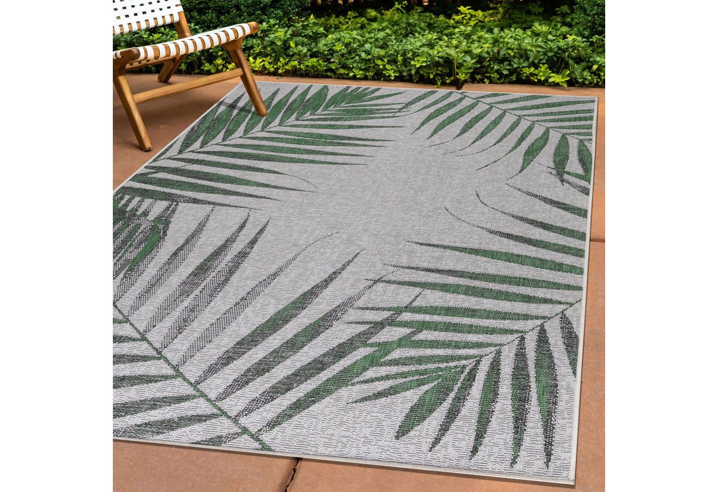 Outdoorteppich Palmen Design, Carpettex, Läufer, Höhe: 5 mm, Teppich Palmen Design Flachgewebe Küchenteppich Balkon Terrasse von Carpettex