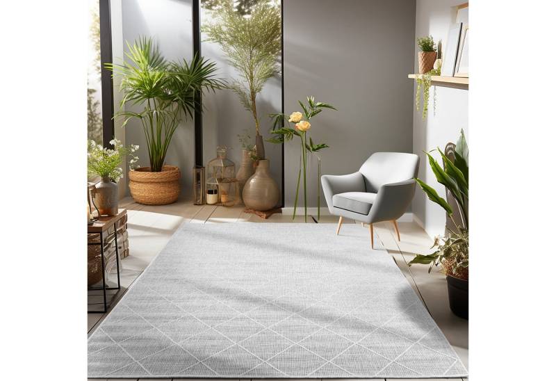 Carpettex Outdoorteppich Rauten Design, Läufer, Höhe: 5 mm, Outdoor Teppich Wetterfest Rauten Design Grau, Küchen Terrasse Balkon von Carpettex