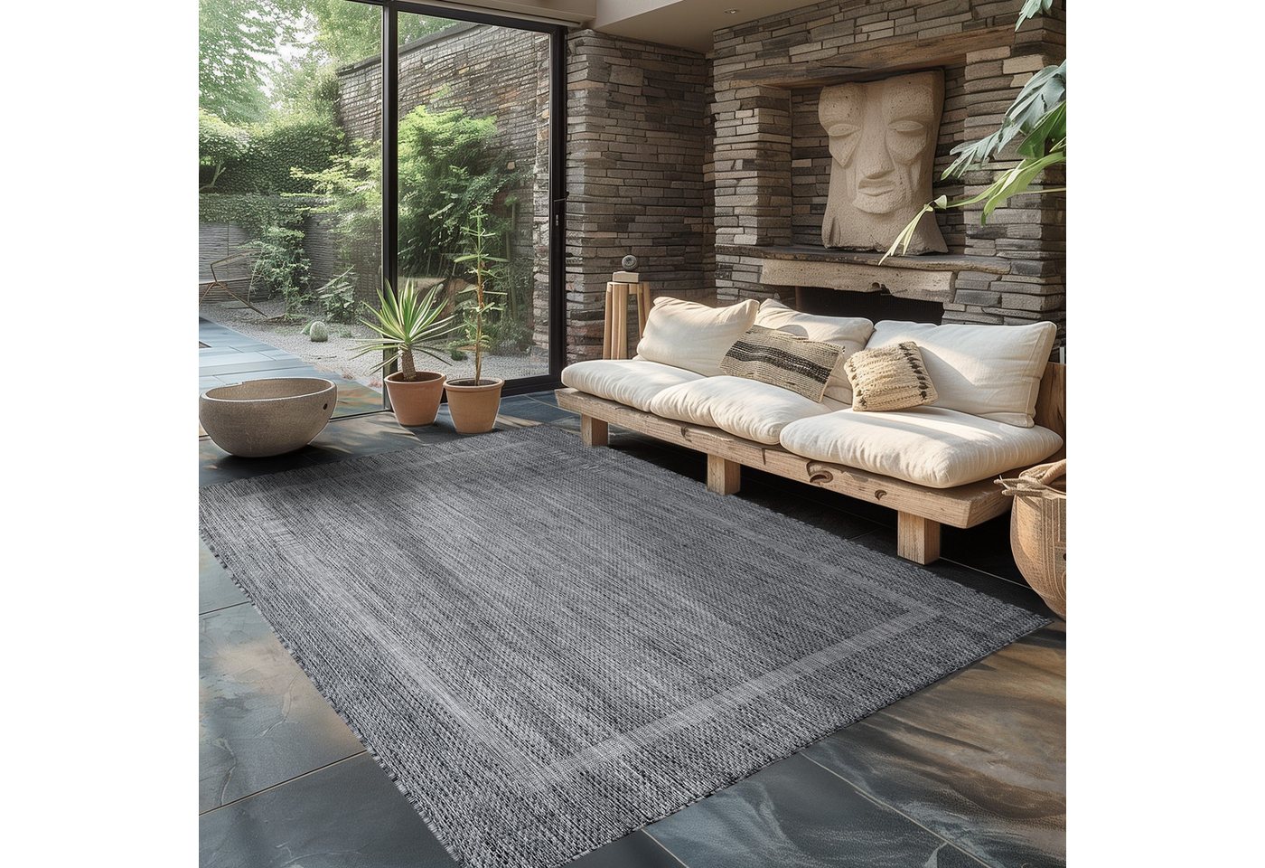 Carpettex Outdoorteppich Unicolor - Einfarbig, Läufer, Höhe: 5 mm, Teppich Wetterfest Balkon Küchenteppich Flachgewebe Sisaloptik von Carpettex