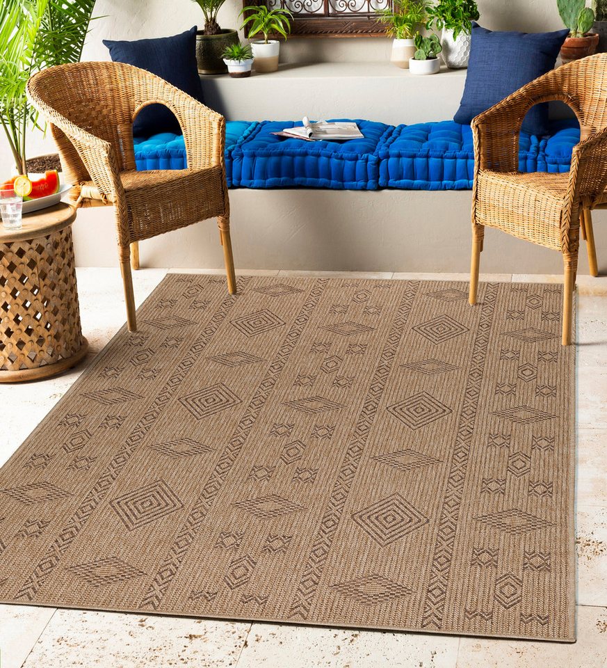 Outdoorteppich Vintage Design, Carpettex, Läufer, Höhe: 5 mm, Outdoor Teppich Vintage Design Natur Optik für Küche Balkon Terrasse von Carpettex