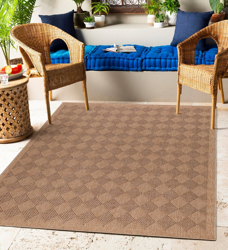 Outdoorteppich Vintage Design, Carpettex, Läufer, Höhe: 5 mm, Outdoor Teppich Vintage Design Natur Optik für Küche Balkon Terrasse von Carpettex