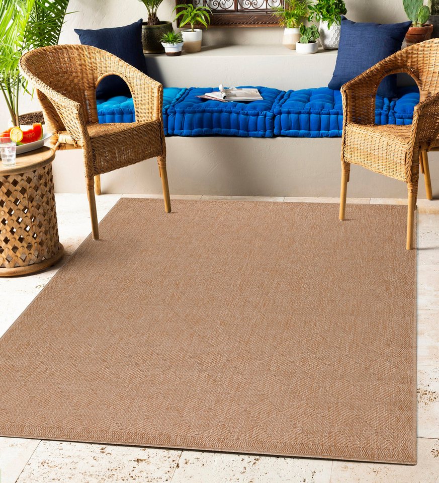 Outdoorteppich Vintage Design, Carpettex, Läufer, Höhe: 5 mm, Outdoor Teppich Vintage Design Natur Optik für Küche Balkon Terrasse von Carpettex