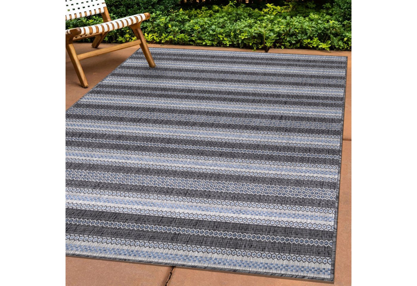 Outdoorteppich Vintage Design, Carpettex, Läufer, Höhe: 5 mm, Teppich Vintage Design Flachgewebe Küchenteppich Balkon Terrasse von Carpettex