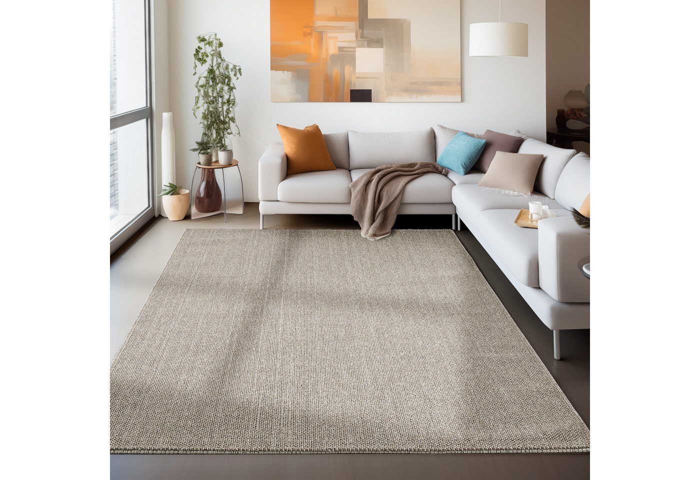 Carpettex Schlingenteppich Unicolor, Rechteckig, Höhe: 7 mm, Schlingenteppich Schlafzimmer Einfarbig Meliert Design von Carpettex