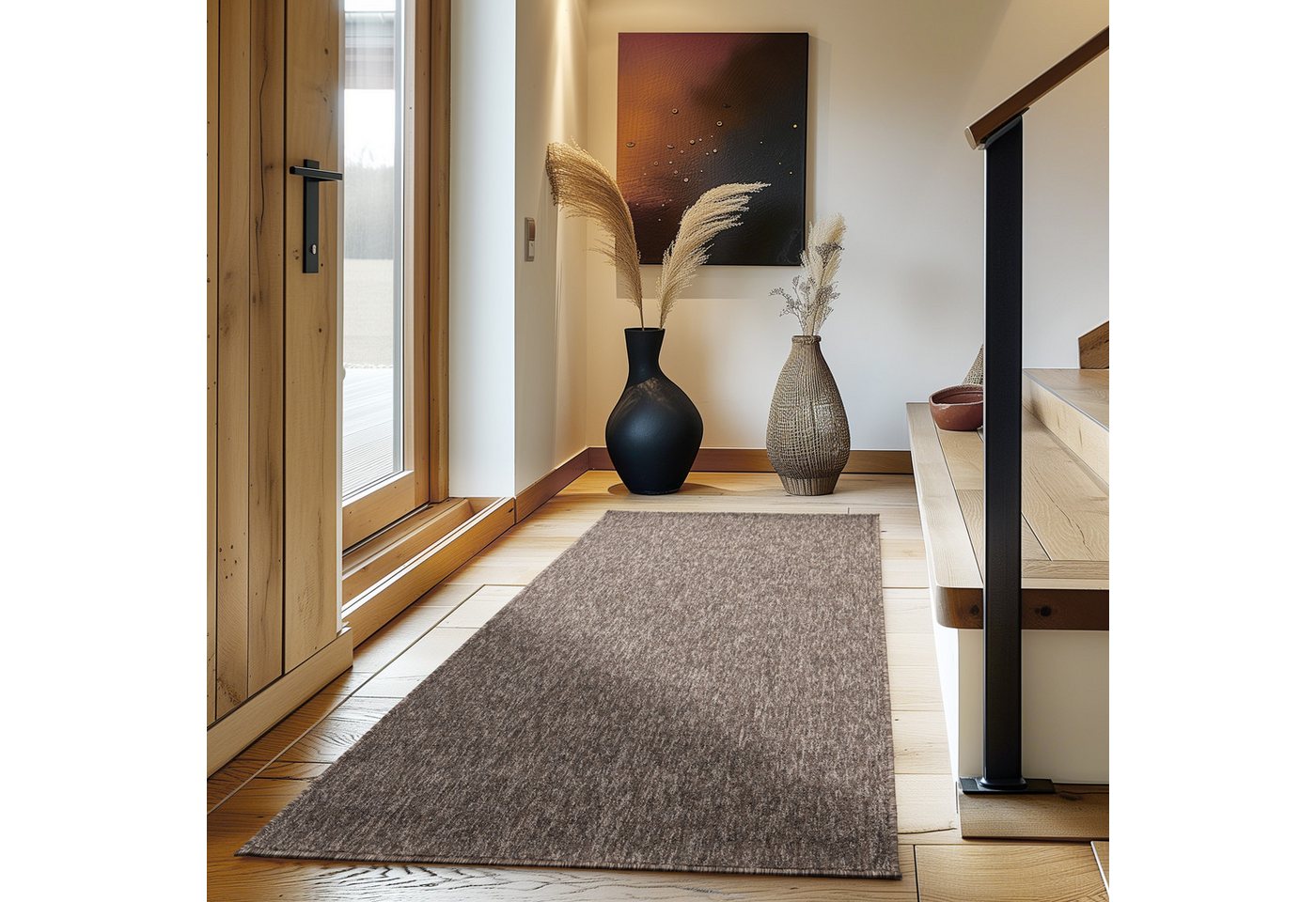 Carpettex Schlingenteppich Unicolor - Einfarbig, Läufer, Höhe: 7 mm, Kurzflor Schlingen Teppich Wohnzimmer Einfarbig Modern von Carpettex