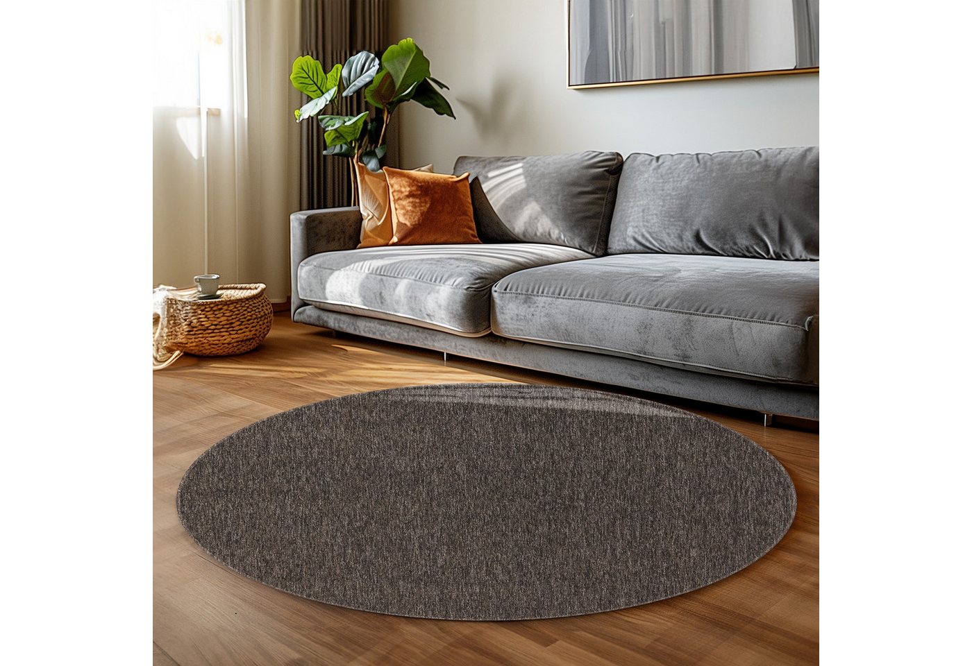 Schlingenteppich Unicolor - Einfarbig, Carpettex, Rund, Höhe: 7 mm, Runder Schlingen Teppich Wohnzimmer Einfarbig Meliert Optik von Carpettex