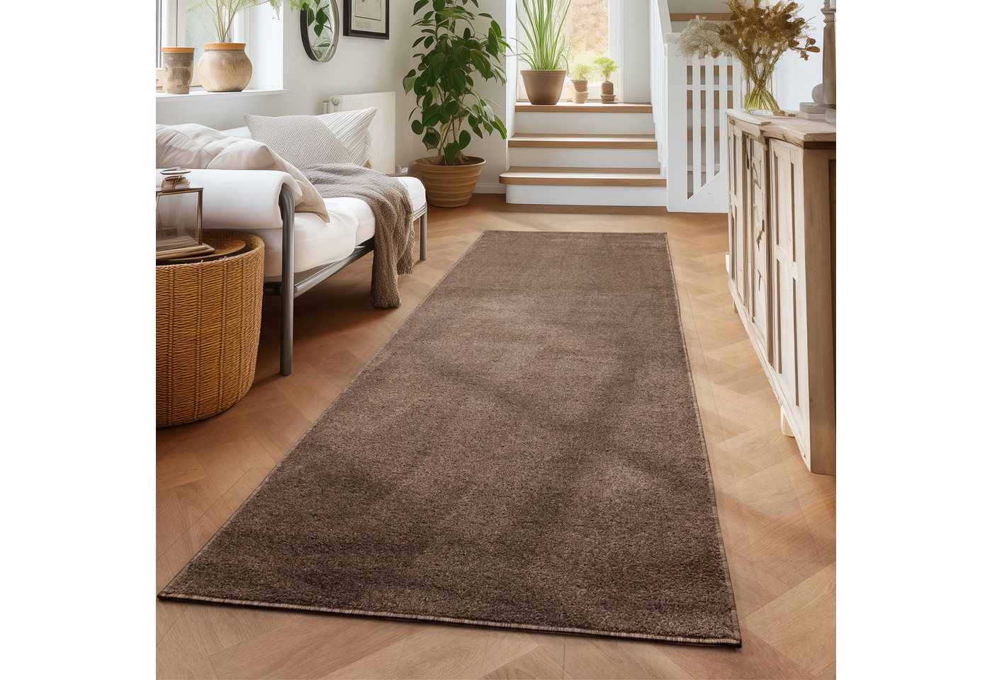 Veloursteppich Unicolor - Einfarbig, Carpettex, Läufer, Höhe: 11 mm, Einfarbig Kurzflor Teppich Wohnzimmer verschiedene farben und größen von Carpettex