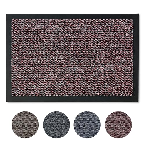 Carpido Fußmatte 40x60 cm für den Innenbereich - Türvorleger schnelltrocknend - Rutschfester Sauberlauf rot - Schlichter Fußabstreifer von Carpido