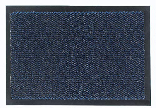 Fußmatte 60x90 cm für den Innenbereich - Türvorleger schnelltrocknend - Rutschfester Sauberlauf blau meliert - Schlichter Fußabstreifer von Carpido