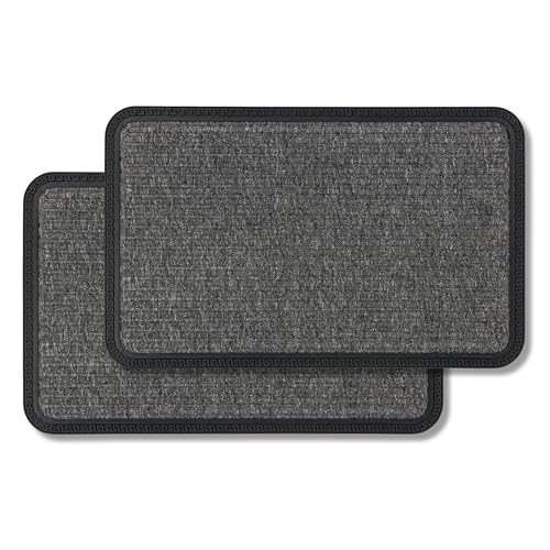 Carpido Fußmatte Außen & Innen - 2er Set 40x60 cm - Grau Linien - Sauberlauf Türmatte rutschfest - Schmutzfangmatte strapazierfähig - Fussmatte aussen Stufen von Carpido