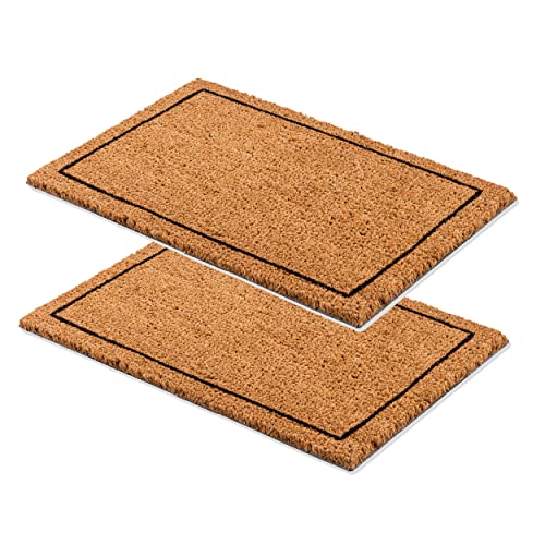 Carpido Fußmatte Kokos Rahmen Design – Sauberlauf 40x60 cm 2er Set – Türmatte Innen Bereich – antibakterielle Kokosmatte – natürliches Material von Carpido