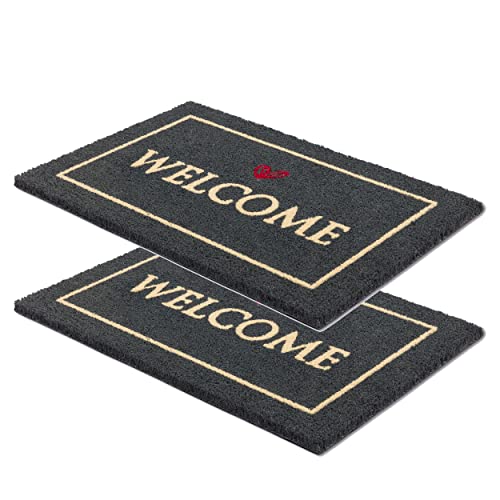 Carpido Fußmatte Kokos Welcome schwarz – Türmatte 40x60 cm 2er Set – antibakterielle Matte – Kokosmatte mit Vinylrücken – natürliches Material – 100% Kokos Carpido Fußmatte Kokos Welcome schwarz – Türmatte 40x60 cm 2er Set – antibakterielle Matte – Kokosmatte mit Vinylrücken – natürliches Material – 100% Kokos von Carpido
