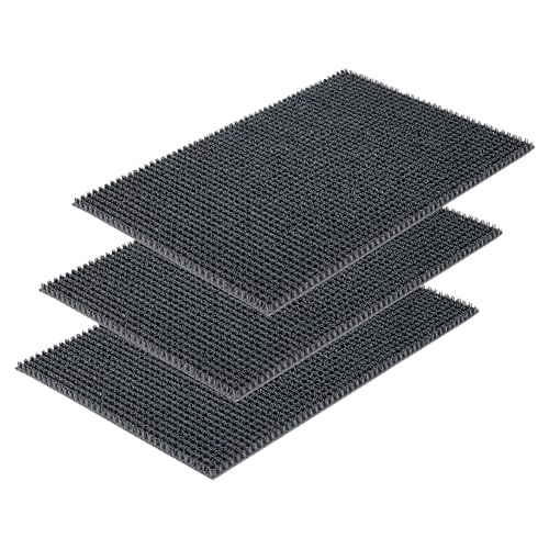 Wetterfeste Fußmatte Garten - Grau 3er Set 40 x 60 cm - Schmutzfangmatte außen - Fussmatte leicht zu reinigen - Türmatte Plastik Borsten 1,4 cm hoch von Carpido