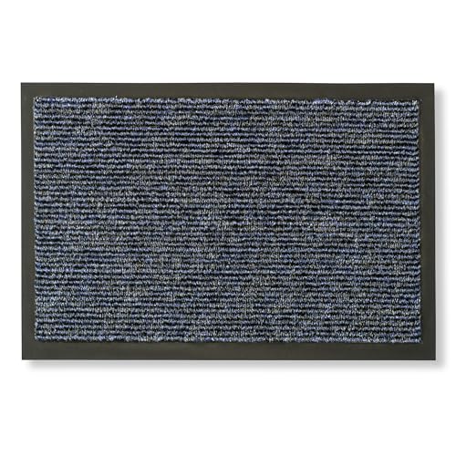 Carpido Fußmatte innen - rutschfeste Türmatte für Eingangsbereich - Sauberlauf wasserabweisend - Pflegeleichte Schmutzfangmatte 40 x 60 cm blau von Carpido