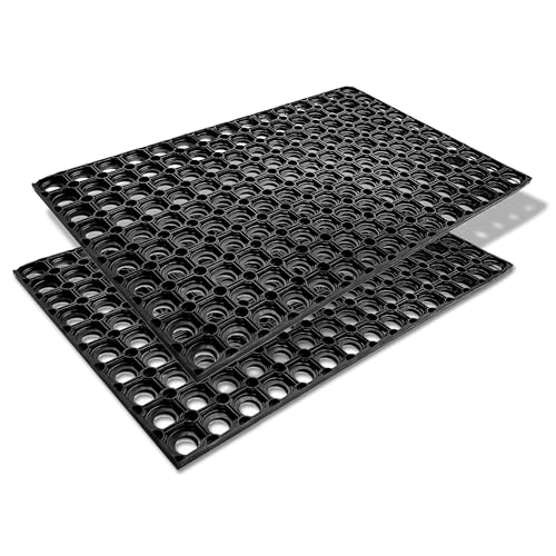 Carpido Fußmatte schwarz Gummimatte - rutschfeste Türmatte 60x80 cm 2er Set - strapazierfähiger Fußabstreifer - Fußabtreter außen Gummi - Schmutzfangmatte von Carpido