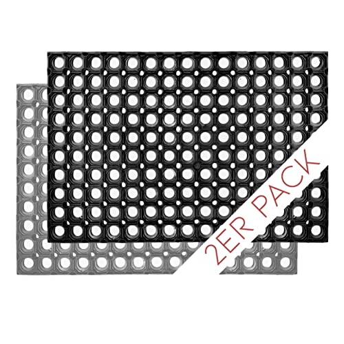 Carpido Fußmatte schwarz Gummimatte - rutschfeste Türmatte 80x120 cm 2er Set - strapazierfähiger Fußabstreifer - Fußabtreter außen Gummi - Schmutzfangmatte Carpido Fußmatte schwarz Gummimatte - rutschfeste Türmatte 80x120 cm 2er Set - strapazierfähiger Fußabstreifer - Fußabtreter außen Gummi - Schmutzfangmatte von Carpido
