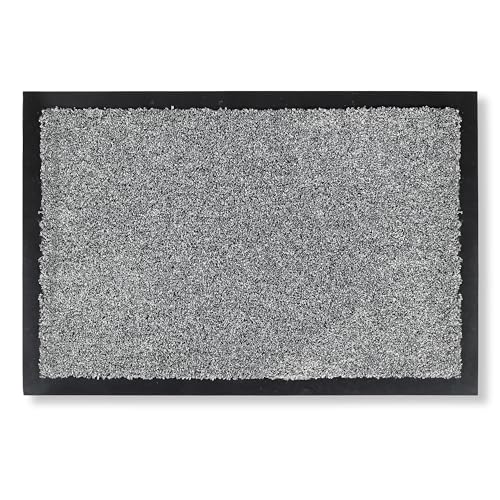 Carpido Hochwertige Fußmatte Innen & Außen - grau - 40 x 60 cm - rutschfeste Schmutzfangmatte wetterfest - Strapazierfähiger Läufer Eingangsbereich, Flur von Carpido