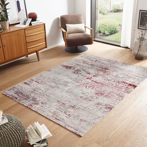 Carpido Hochwertiger & vielseitiger Teppich Antonia - moderner Kurzflor Teppich - Teppich Wohnzimmer - Teppich Schlafzimmer - 80x150cm - rot/Creme Carpido Hochwertiger & vielseitiger Teppich Antonia - moderner Kurzflor Teppich - Teppich Wohnzimmer - Teppich Schlafzimmer - 80x150cm - rot/Creme von Carpido