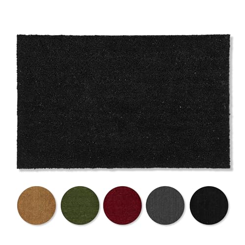 Carpido rutschfeste Kokosmatte - 50 x 80 cm Schwarz - Nachhaltige Naturfaser für den überdachten Außenbereich - 100% Kokos Fußmatte - Türmatte Eingang von Carpido