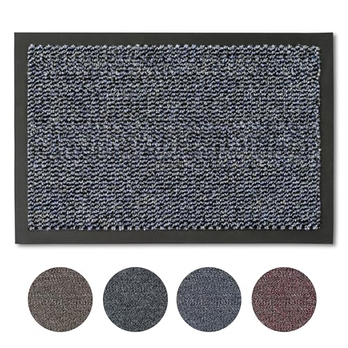 Carpido Fußmatte 40x60 cm für den Innenbereich - Türvorleger schnelltrocknend - Rutschfester Sauberlauf blau 2er Set - Schlichter Fußabstreifer Türmatte von Carpido