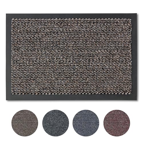 Carpido Fußmatte 40x60 cm für den Innenbereich - Türvorleger schnelltrocknend - Rutschfester Sauberlauf braun 2er Set - Schlichter Fußabstreifer Türmatte von Carpido