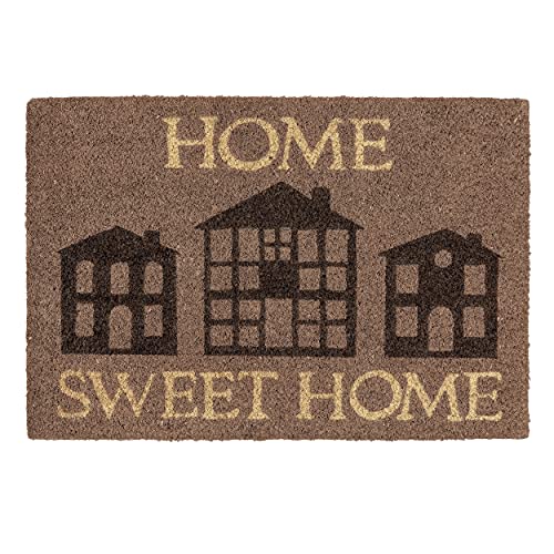 Carpido Fußmatte Kokos Home Sweet Home – Türmatte 40x60 cm – antibakterielle Eingangsmatte grau – Kokosmatte mit Vinylrücken – natürliches Material – 100% Kokos von Carpido