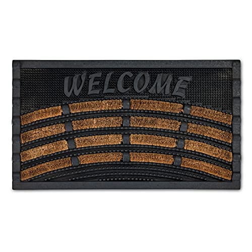 Carpido rutschfeste Fußmatte Outdoor - Türmatte aus Gummi & Kokos – Fußabtreter 40x60 cm für den Außenbereich – Welcome Gummi Kokosmatte wetterfest & robust von Carpido